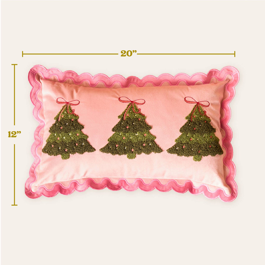 Scalloped Rectangle Throw Pillow-Twinkling Trees