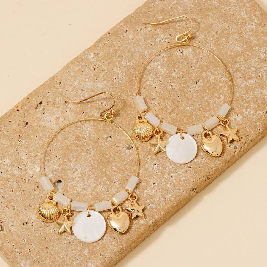 Sea Life Charm Hoop Dangle Earrings