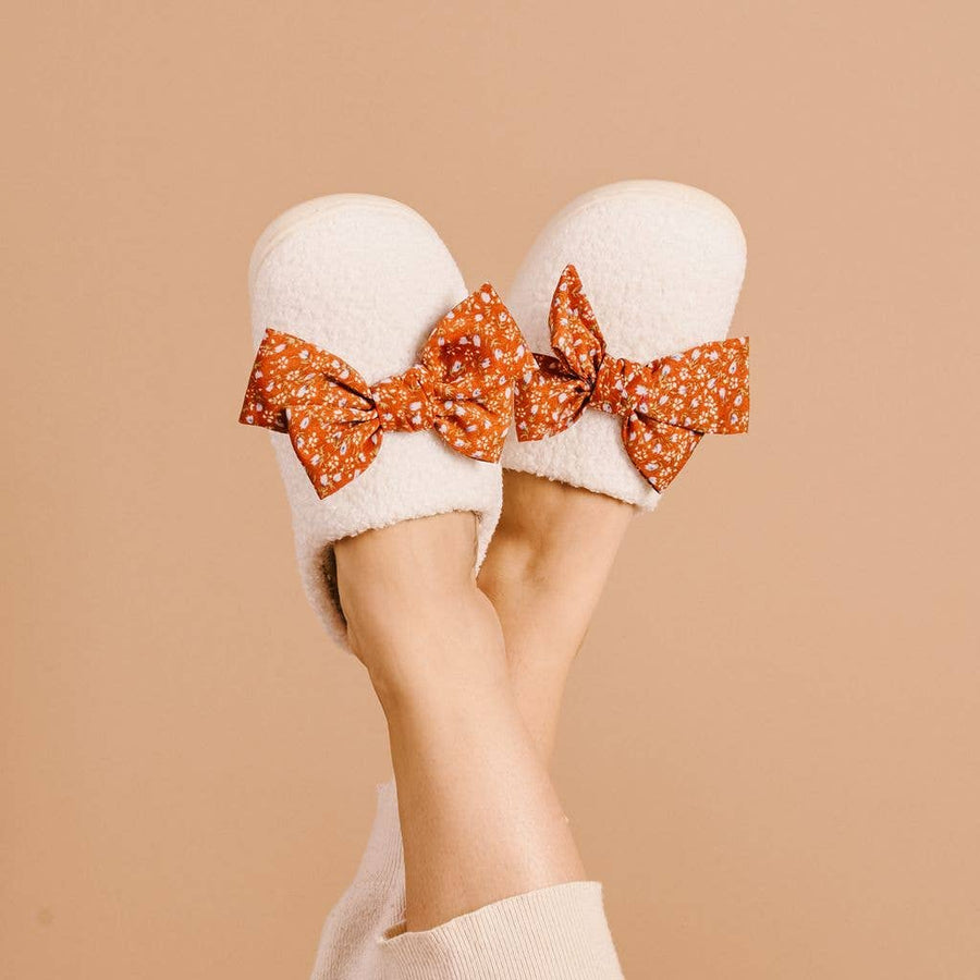 Fuzzy Slippers with Bow
