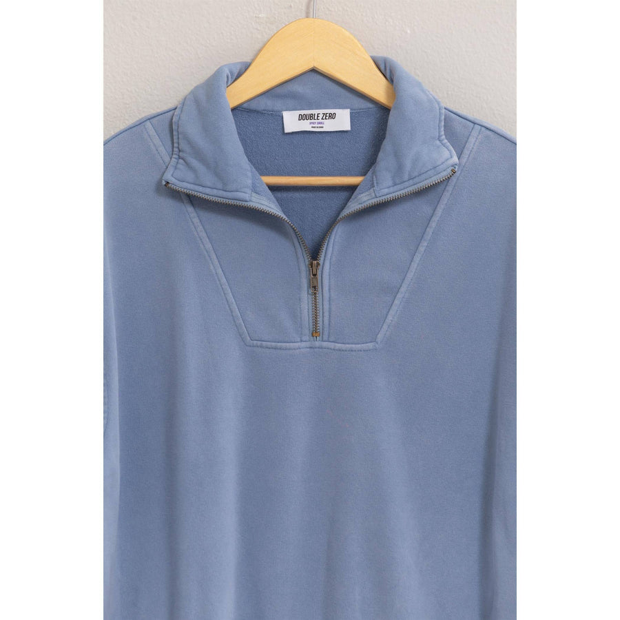 “Zenna” Grey Blue Half Zip Pullover Sweather