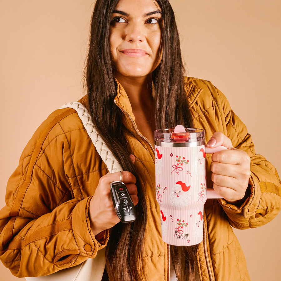 20oz Lifestyle Flip Straw Tumbler-Holly Jolly Santa