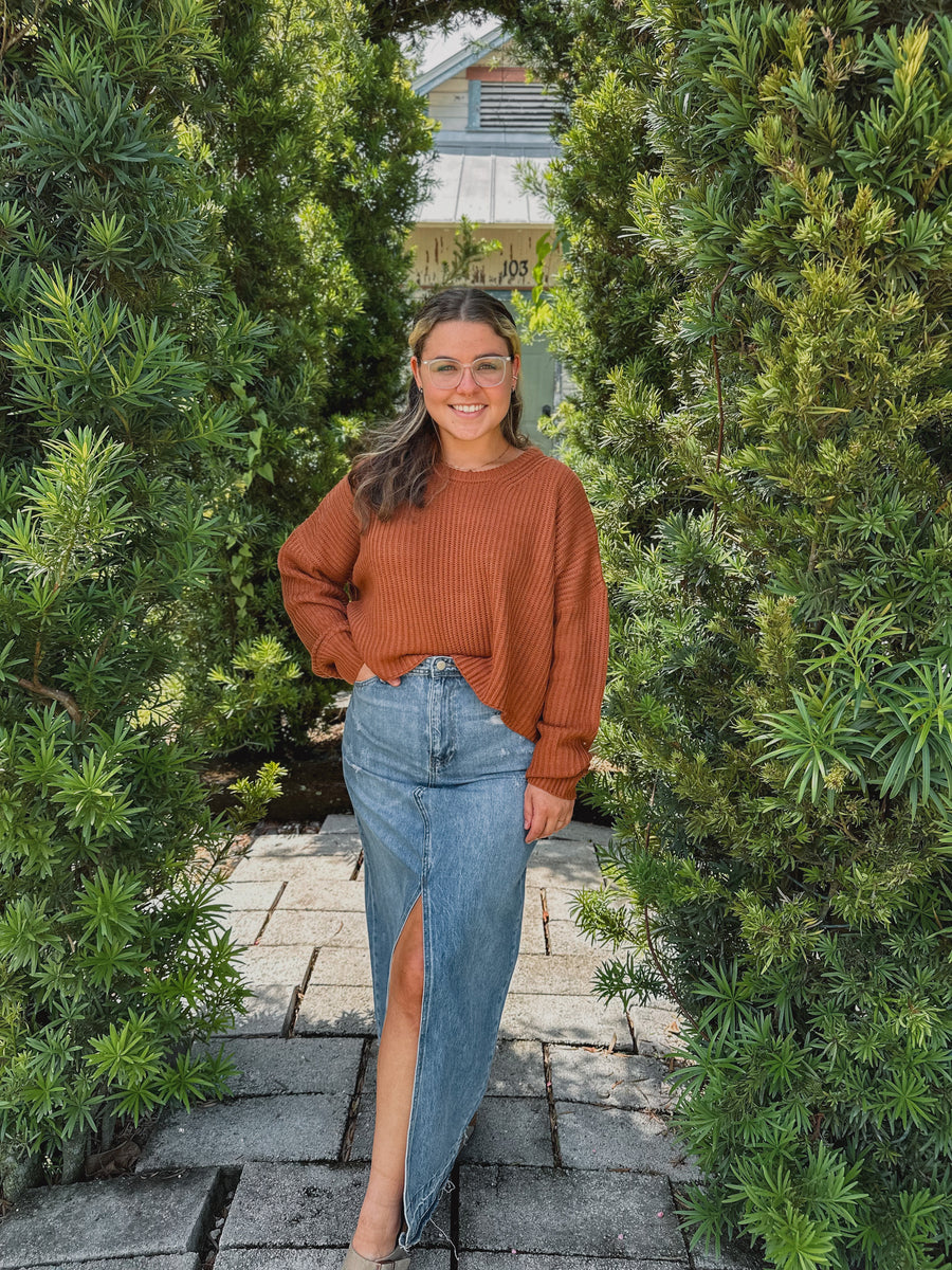 “Birdie” Crew Neck Cropped Knot Sweater