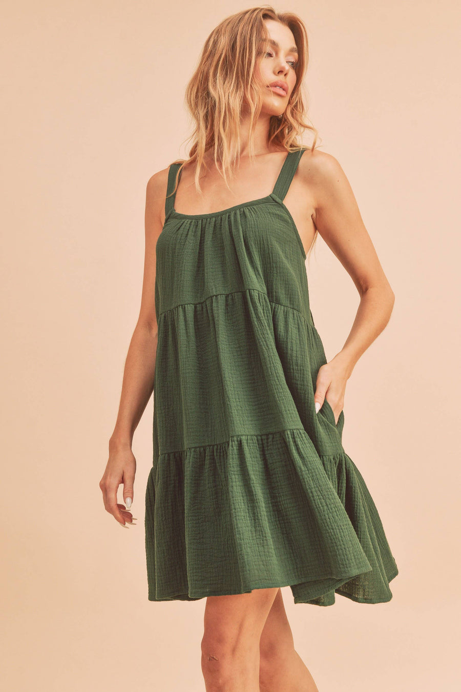 “Frances” Evergreen Block Mini Dress