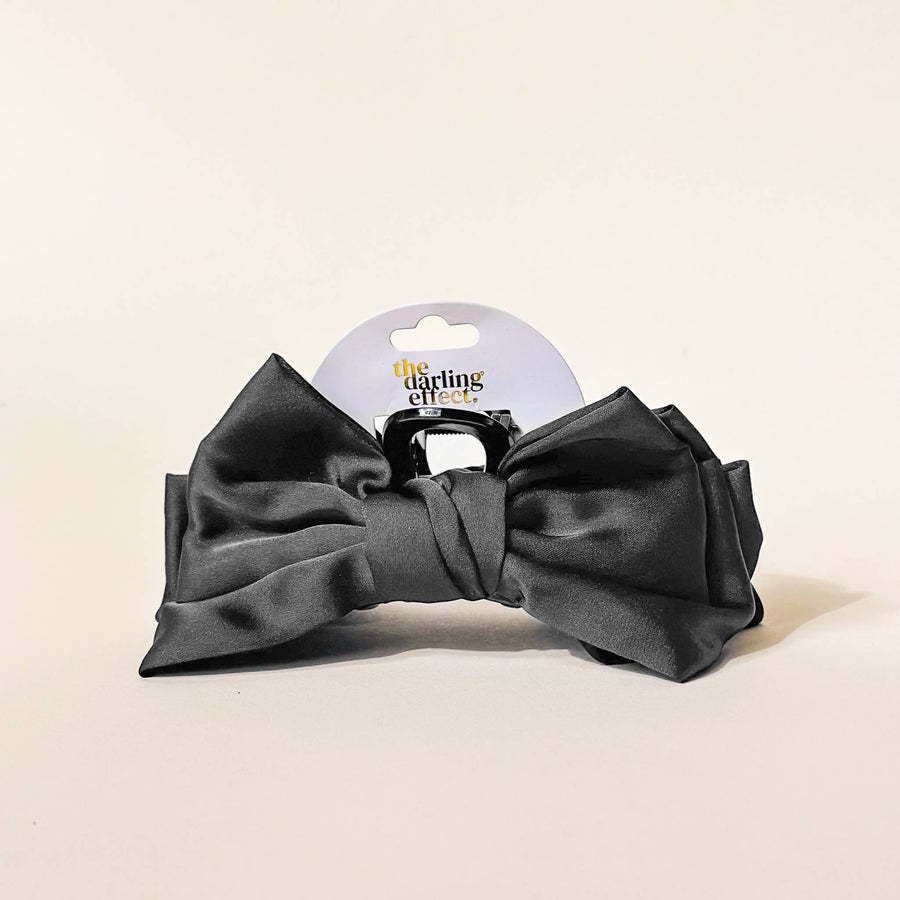 Satin Bow Claw Clip Black