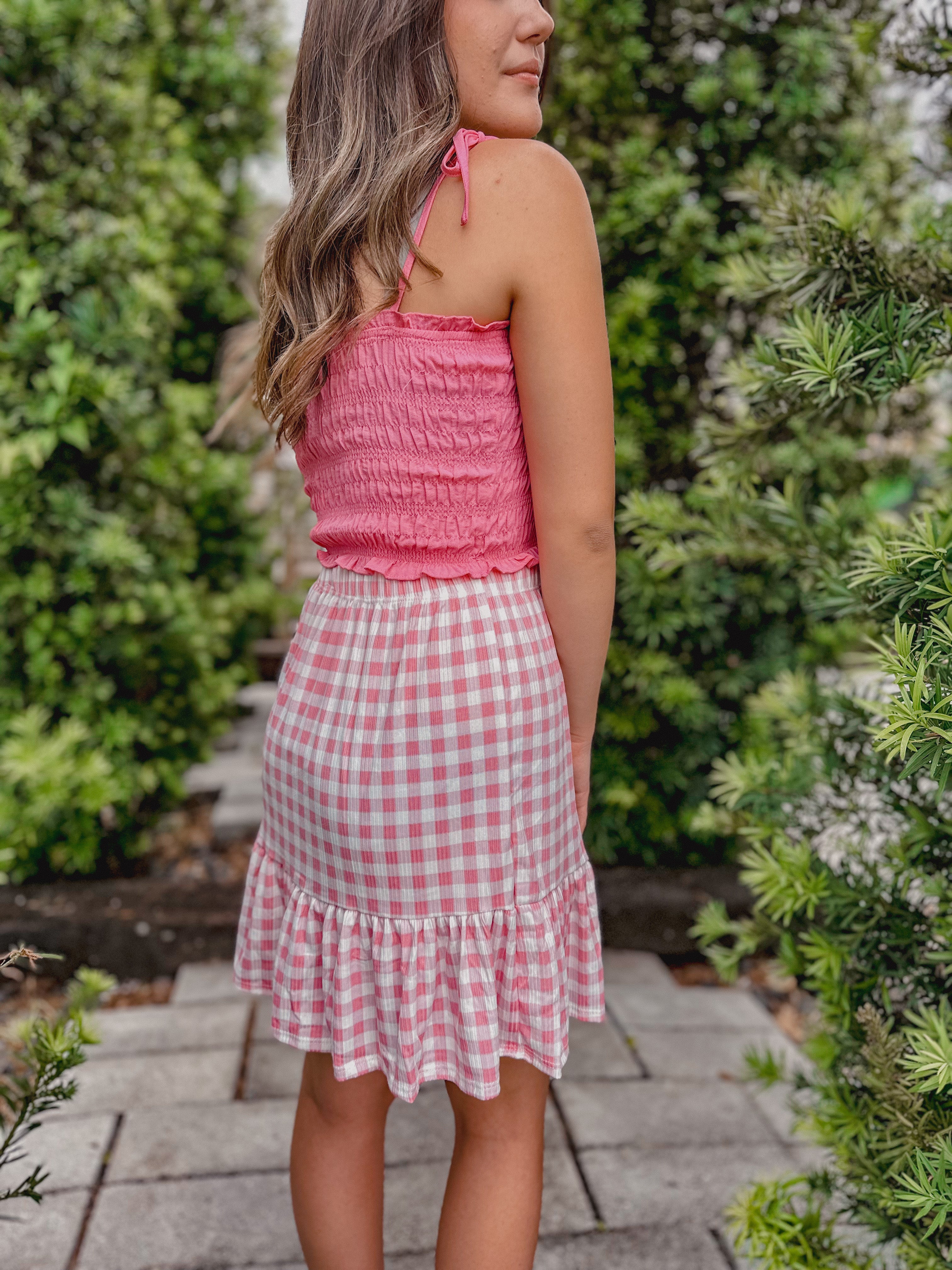 Stacy” Gingham Print Knit Mini Skirt – Cottage Under the Oaks Stacy” Gingham Print Knit Mini Skirt – Cottage Under the Oaks
