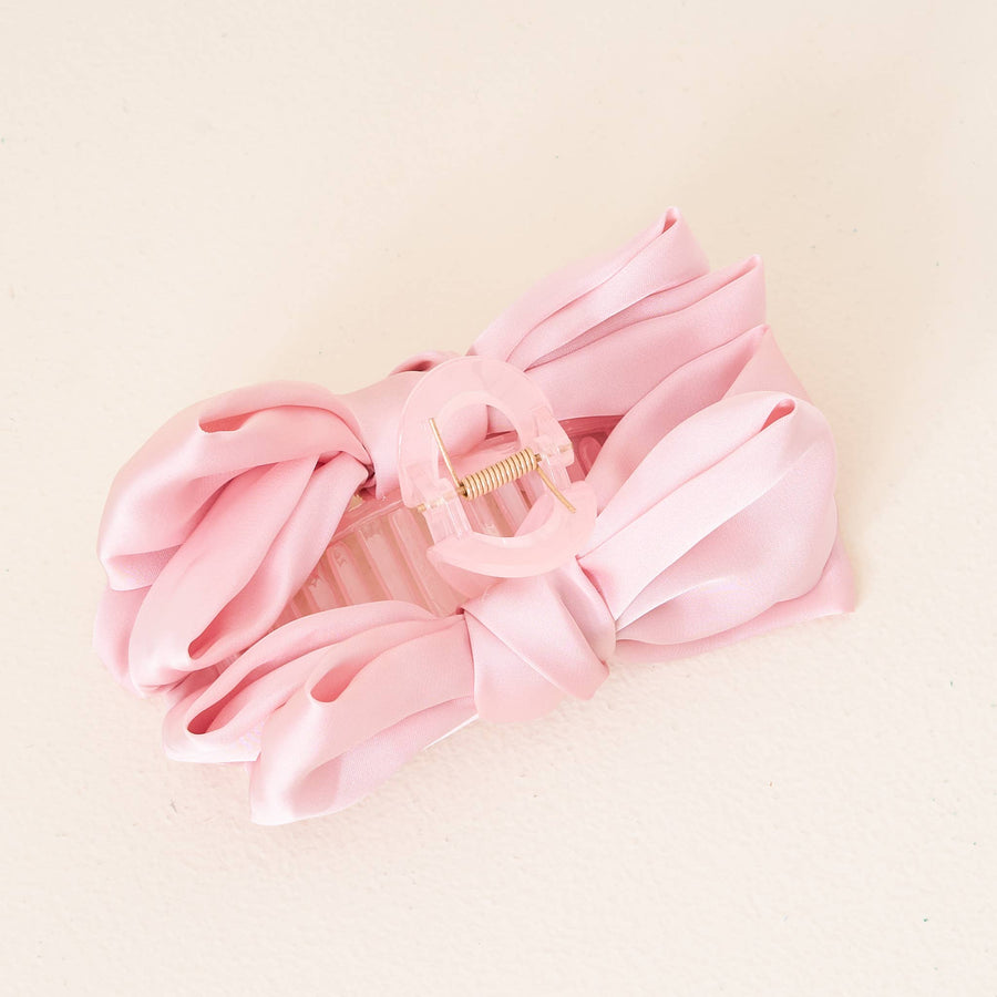 Satin Bow Claw Clip Blush