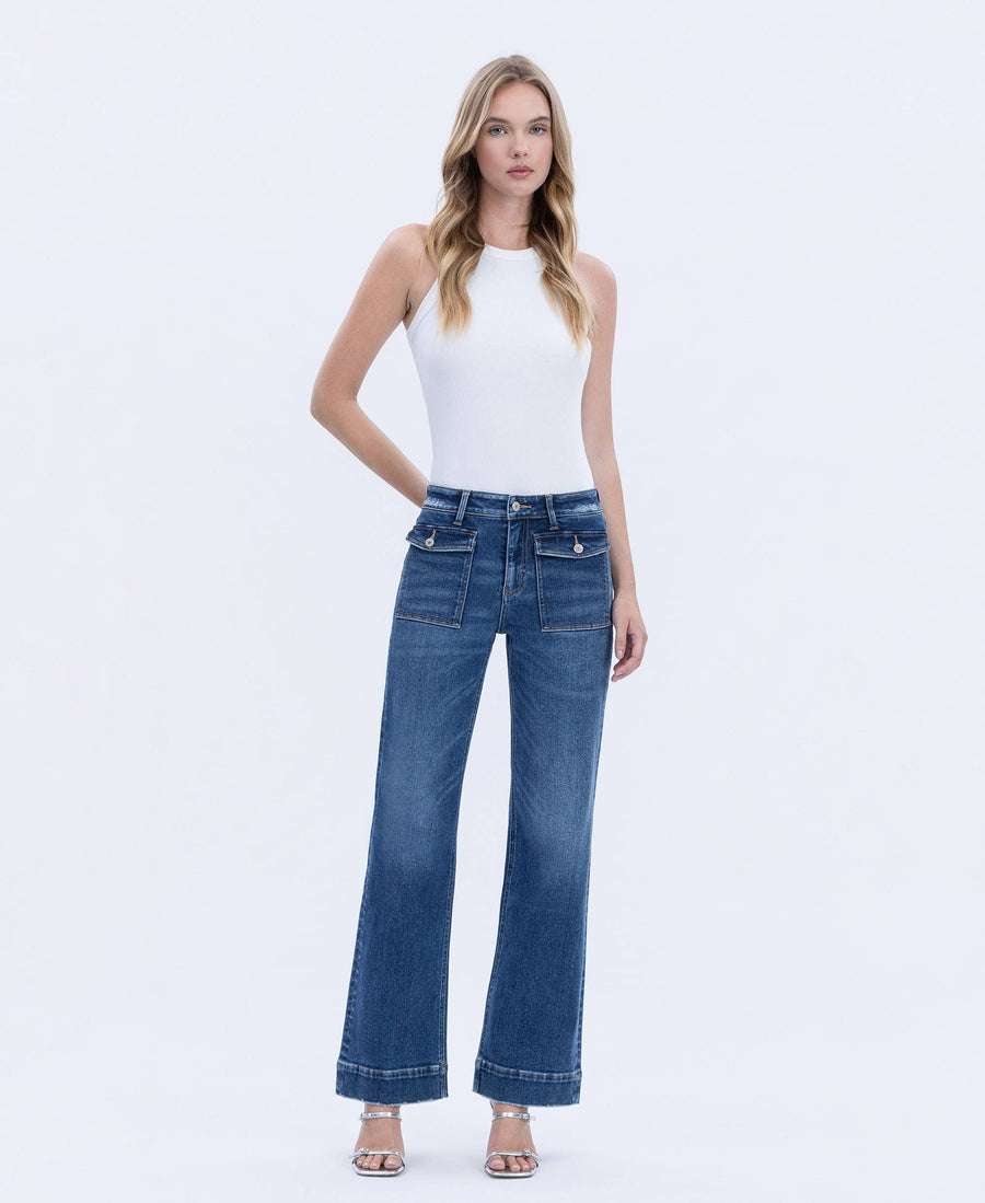 “Tony” High Rise Trouser Hem Flare Jeans