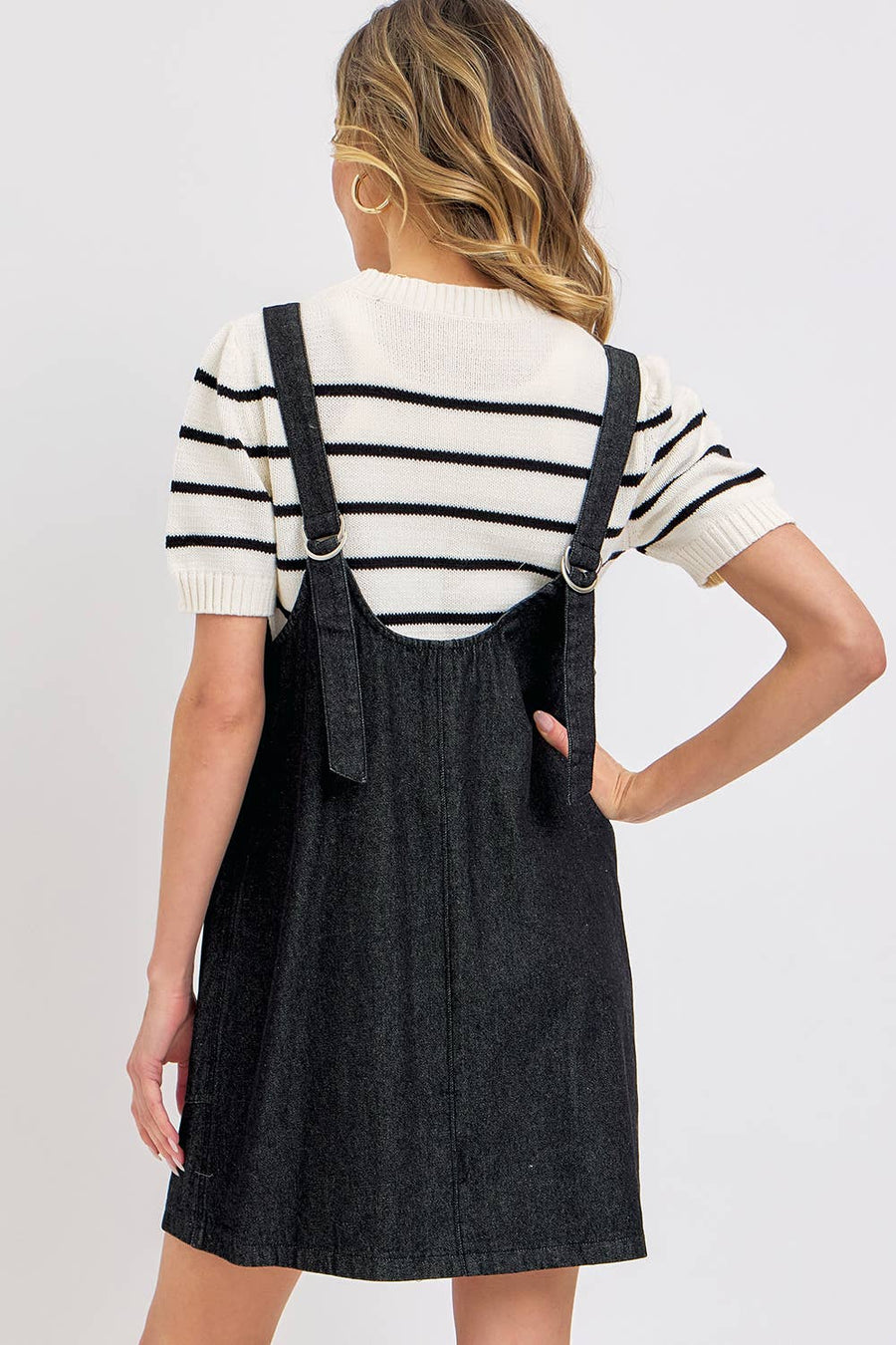 “Margo” Black Overall Denim Dress