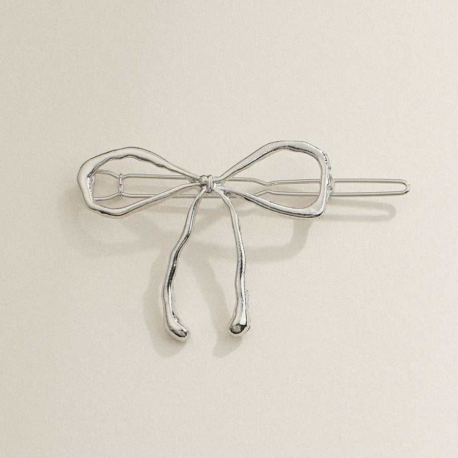 Silver Bow Hair Clip