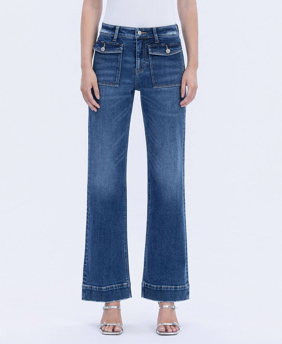 “Tony” High Rise Trouser Hem Flare Jeans