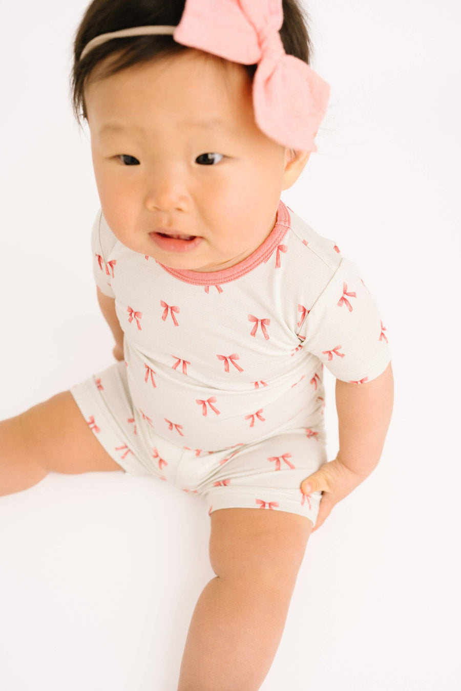 Ribbon Bow Bamboo Shorts Set