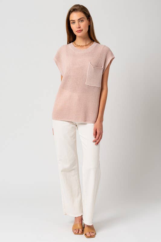 “Bryce” Boxy Front Pouch Pocket Sweater Top