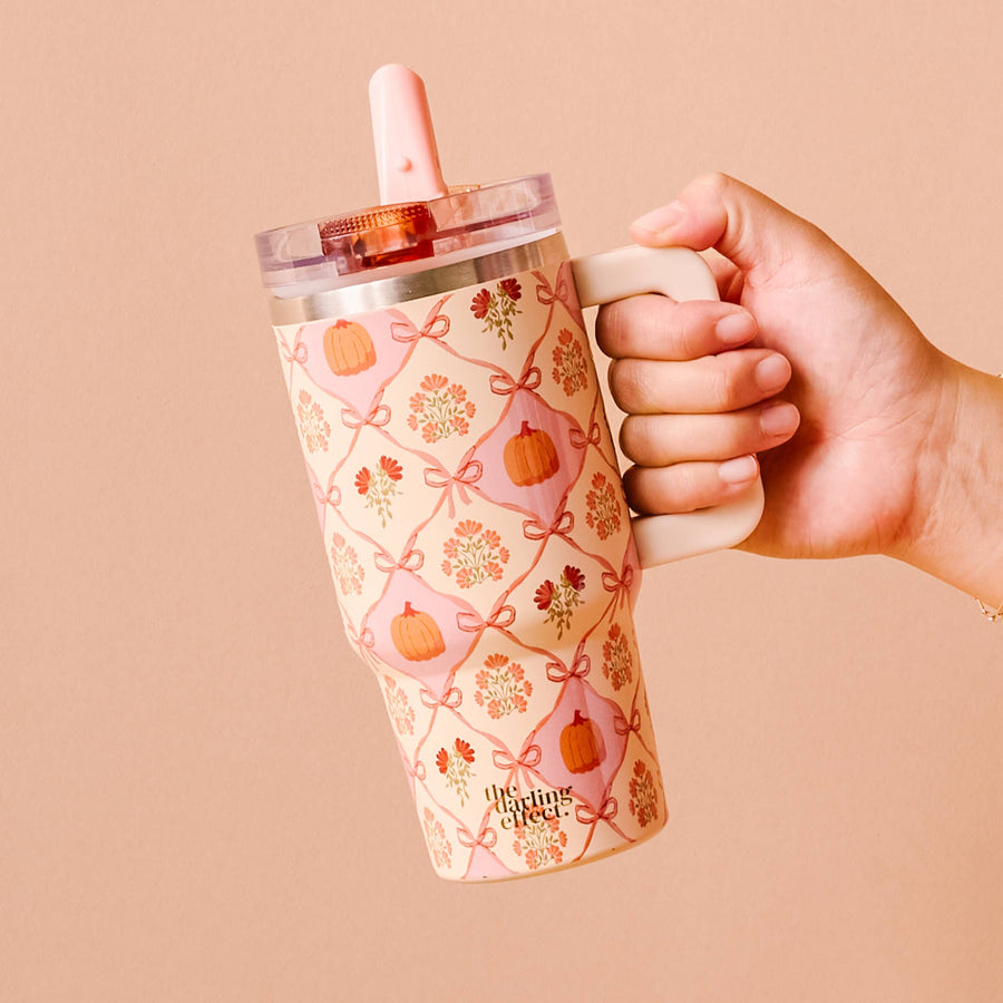 20oz Flip Straw Tumbler-Patchwork Pumpkins