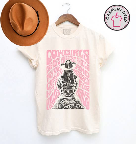 COWGIRL GARMENT DYED GRAPHIC T SHRIT