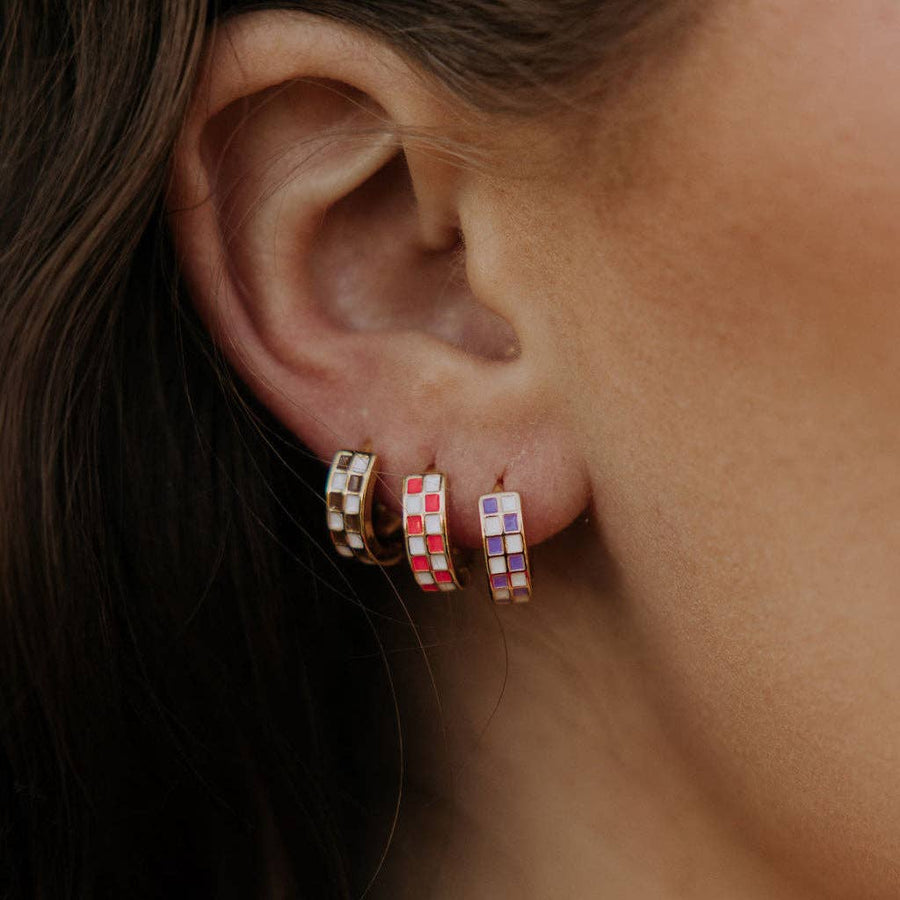 Purple & White Checkered Hoops