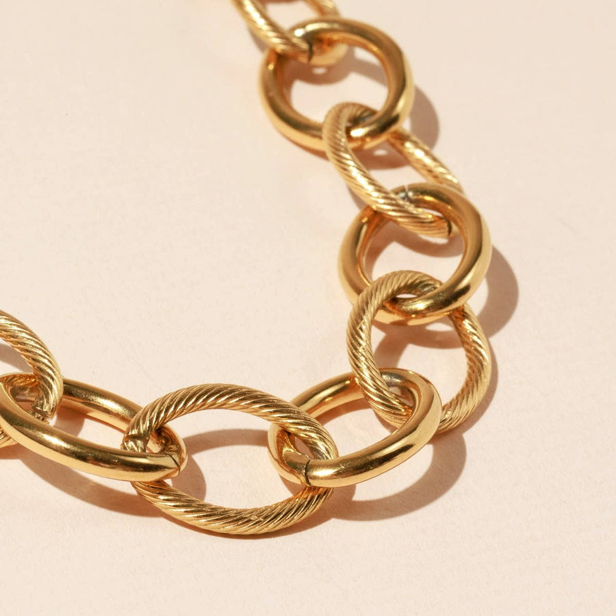 Chain Linked 18K Gold Plated Stainless Steel Short Necklace