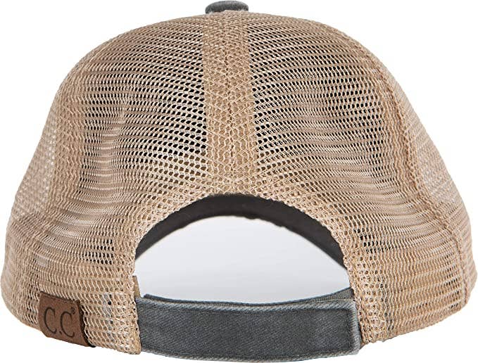 Trucker Hat (Washed Charcoal/Beige Mesh)