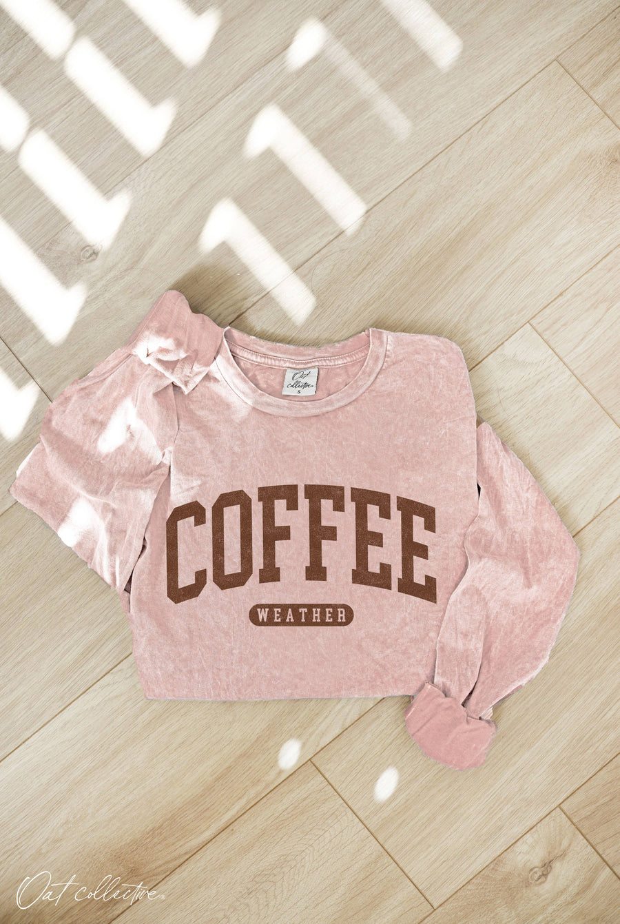 “Coffee Weather” Mineral Washed Long Sleeve Graphic Tee