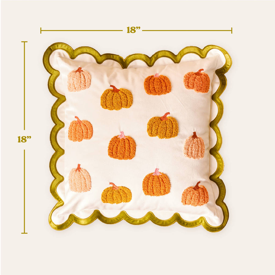 Scalloped Square Throw Pillow-Pumpkin Patch