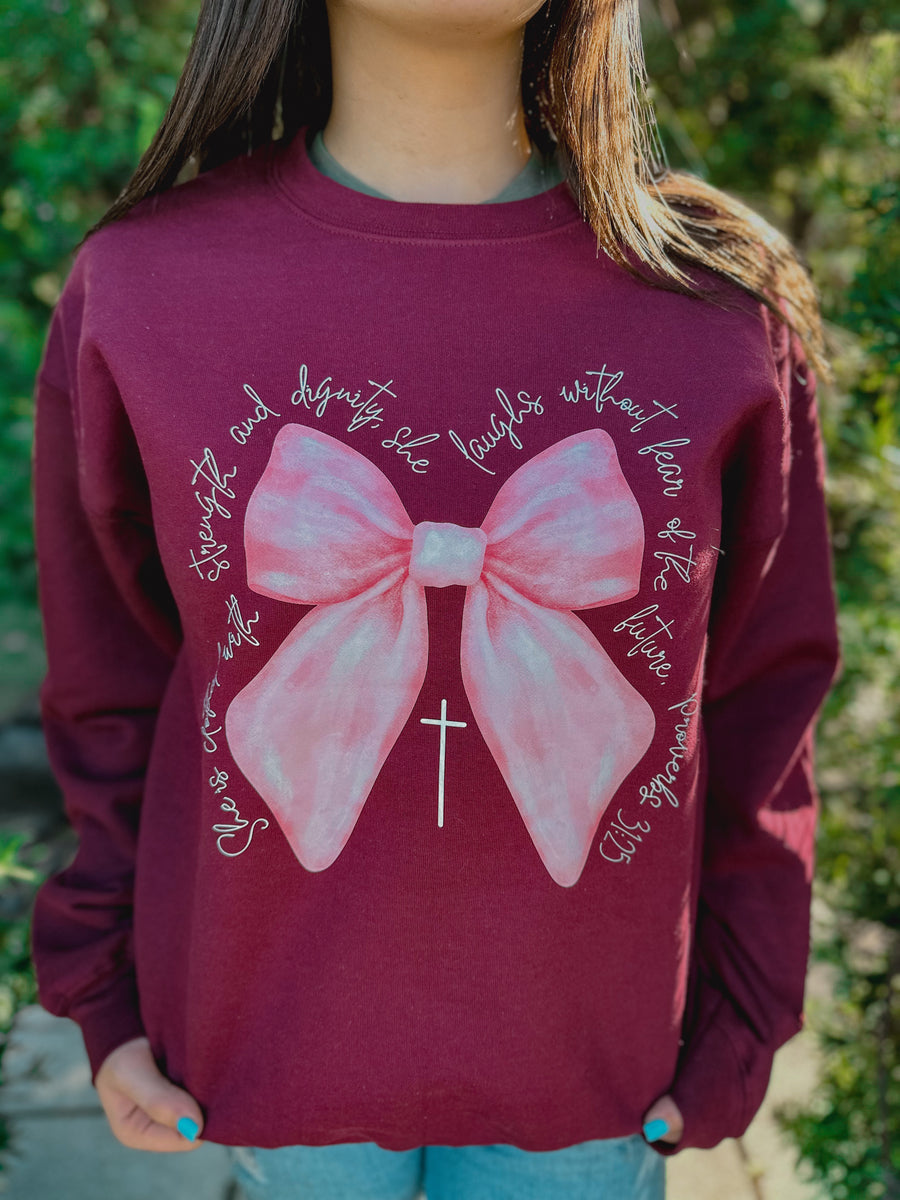 “She Is Clothed With Strength and Dignity” Sweatshirt