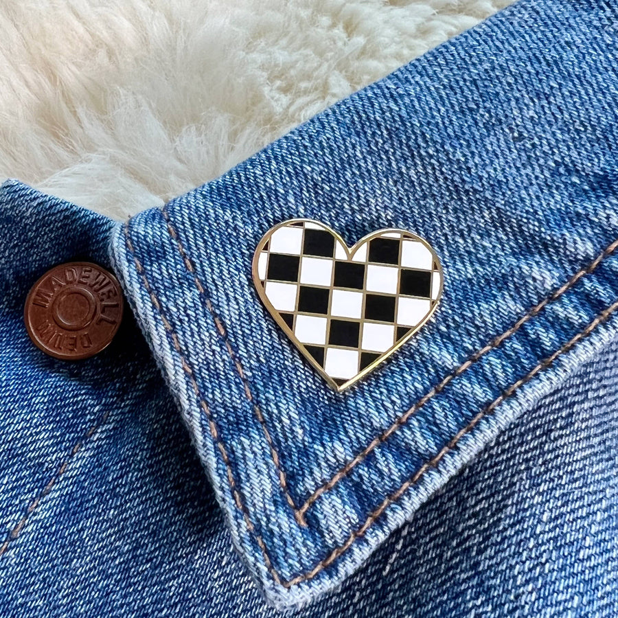 Checker Heart Enamel Pin