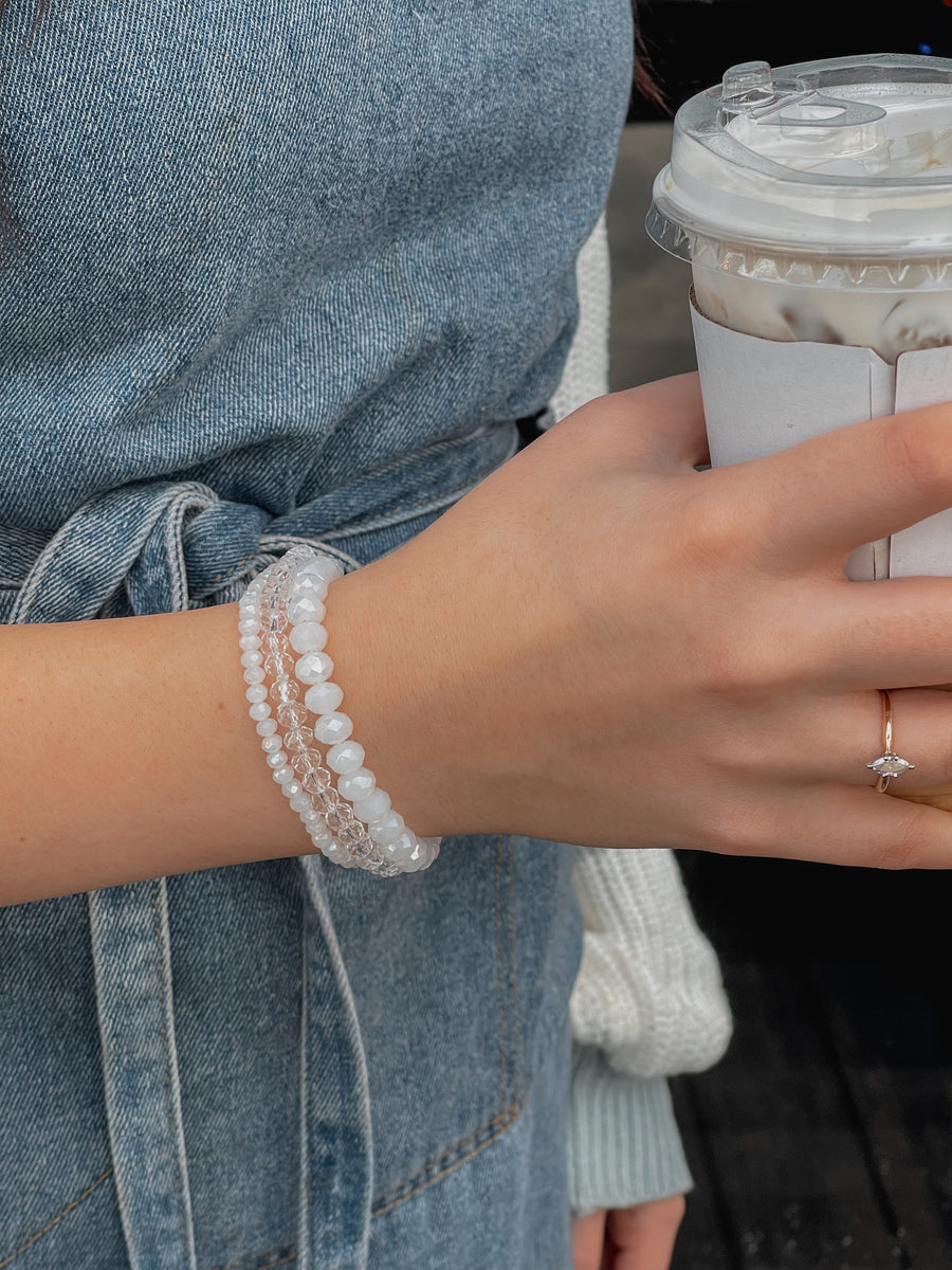 White Bracelet Stack Set (3)