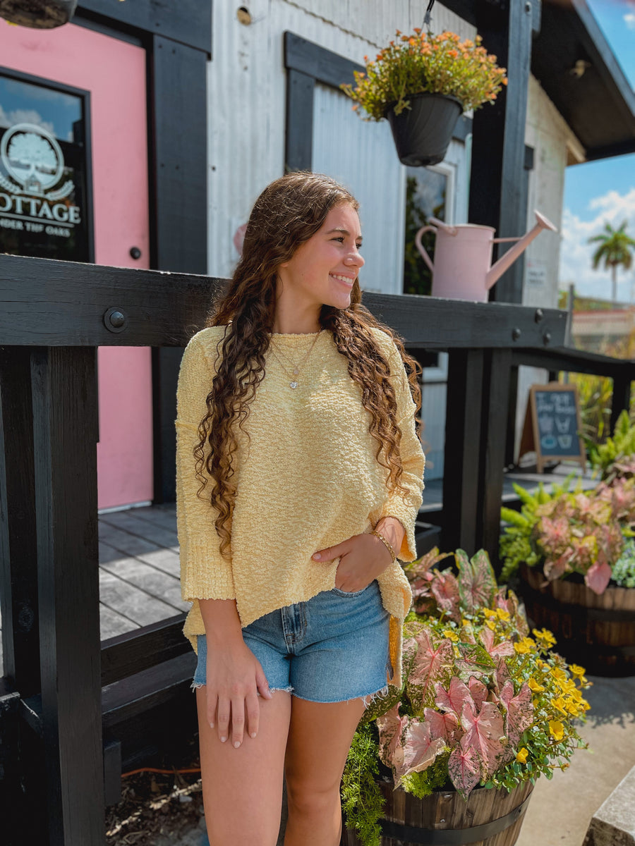 “Mandi” Yellow Pullover Knit Top