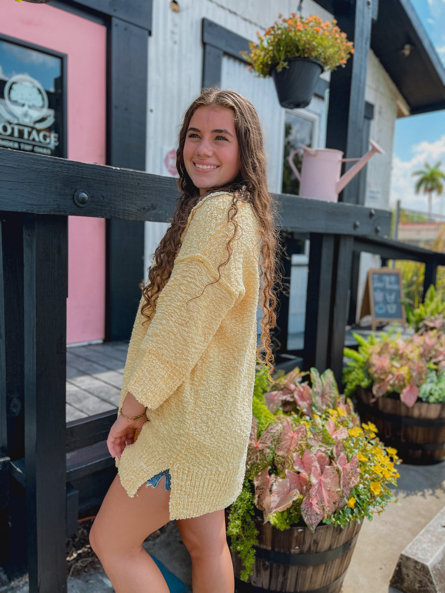 “Mandi” Yellow Pullover Knit Top