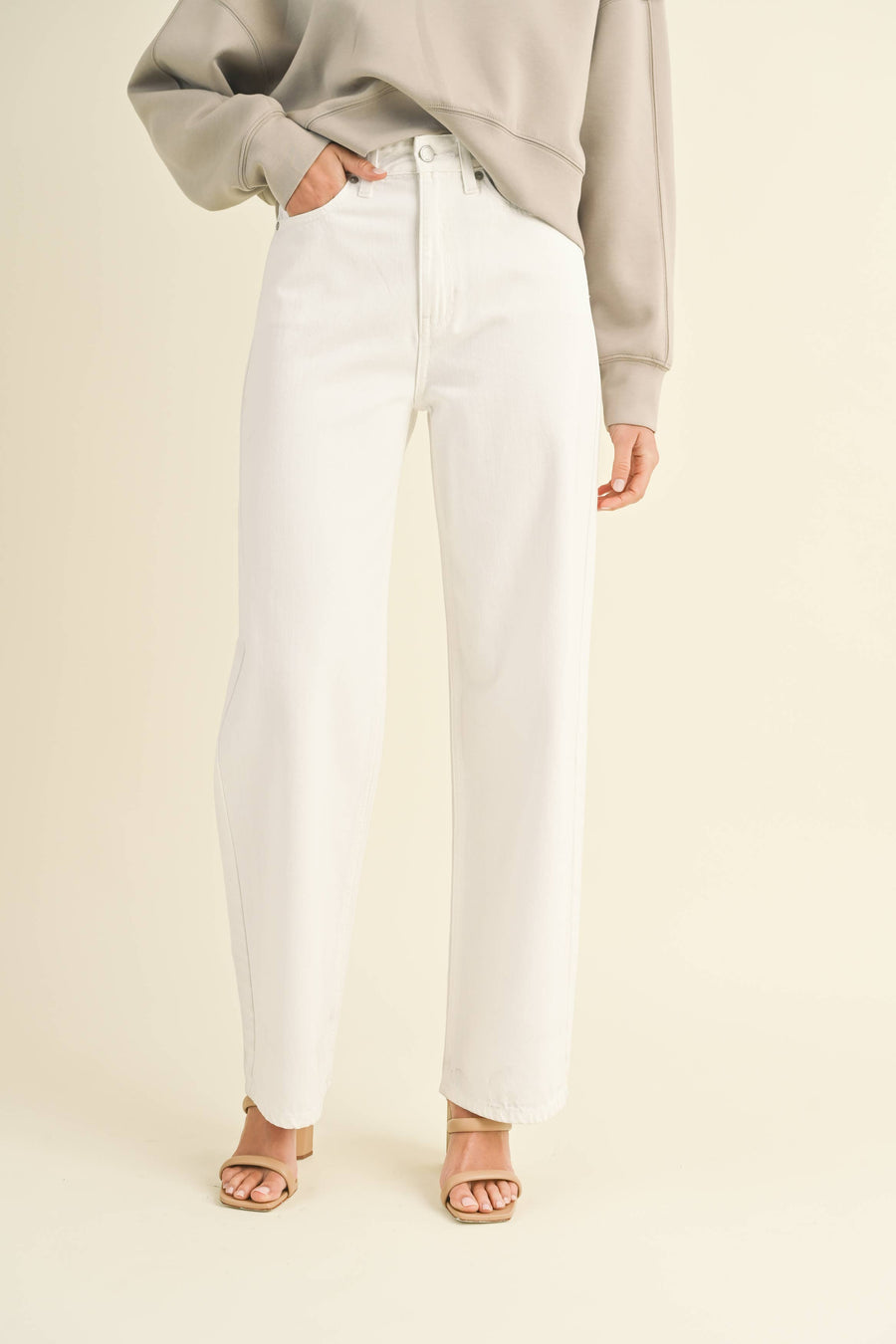 “Frankie” High Waisted White Jean