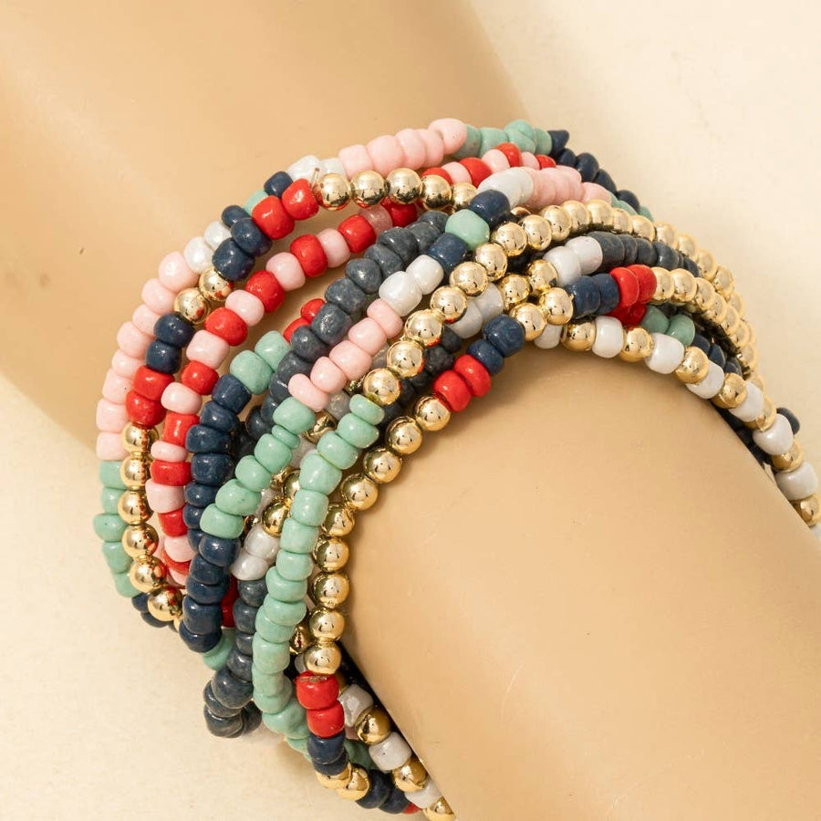 Mixed Colored Seed Beaded Bracelet Set