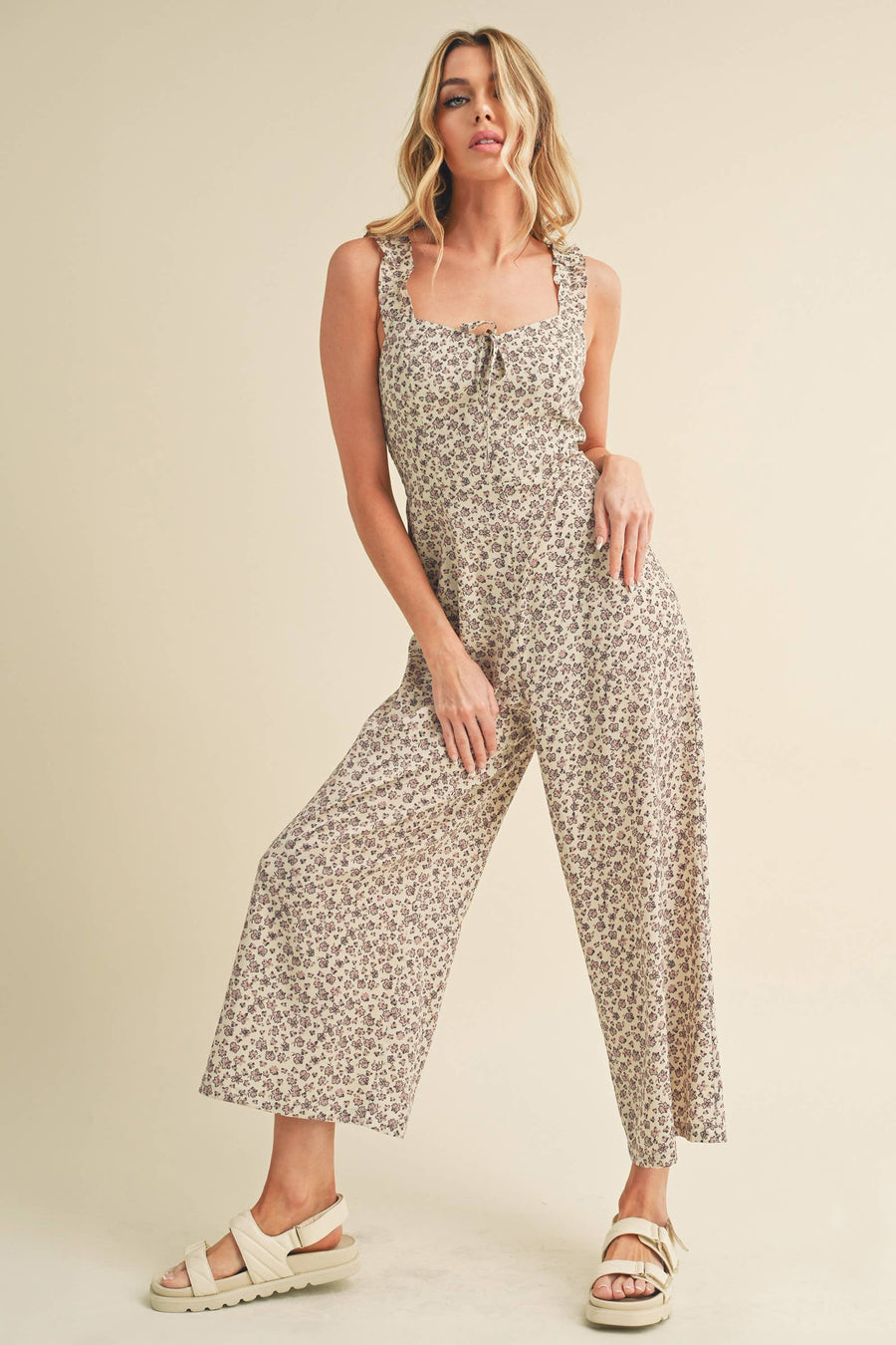 “Brandi” Floral Midi Jumpsuit