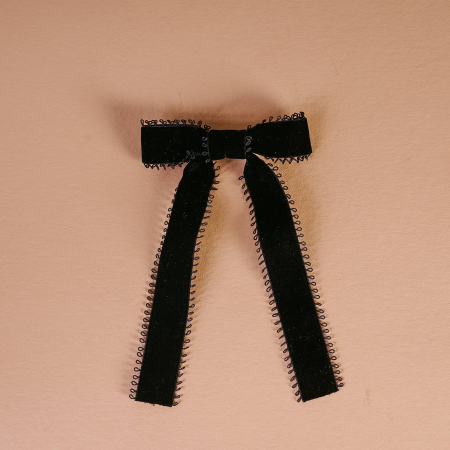 Vintage Velvet Hair Bow-Black