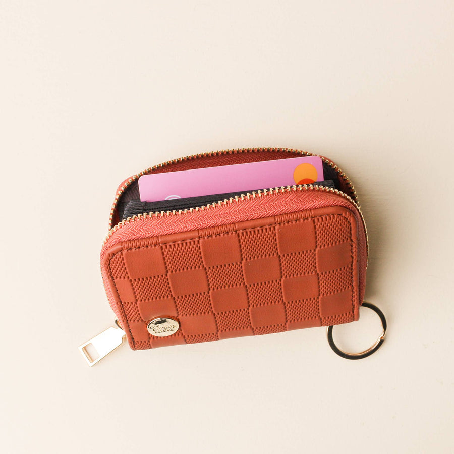 Zip Around Wallet Cognac Check