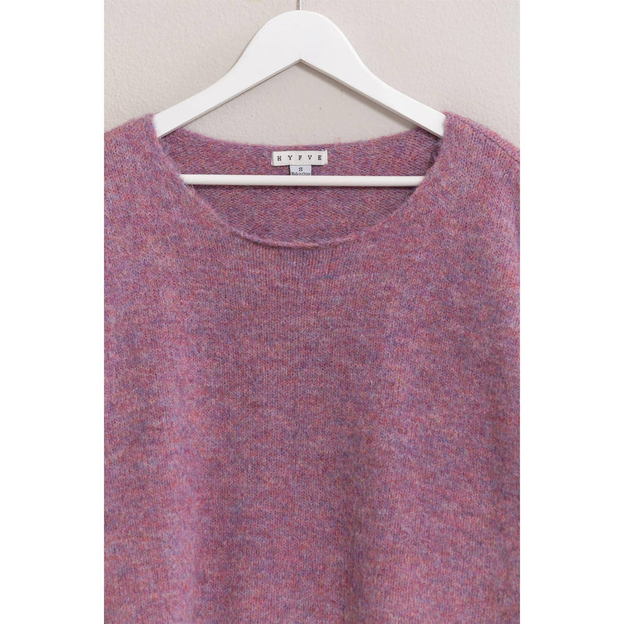 “Camille” Purple Pink Knit Boat Neck Sweater