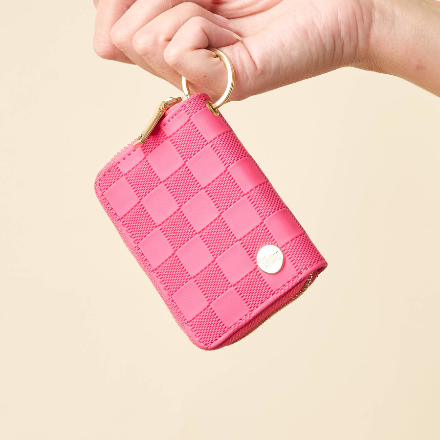 Zip Around Wallet Hot Pink Check