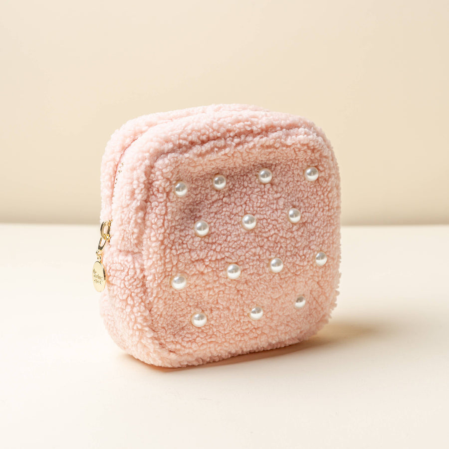 Teddy Pouch-Square Pearl Blush