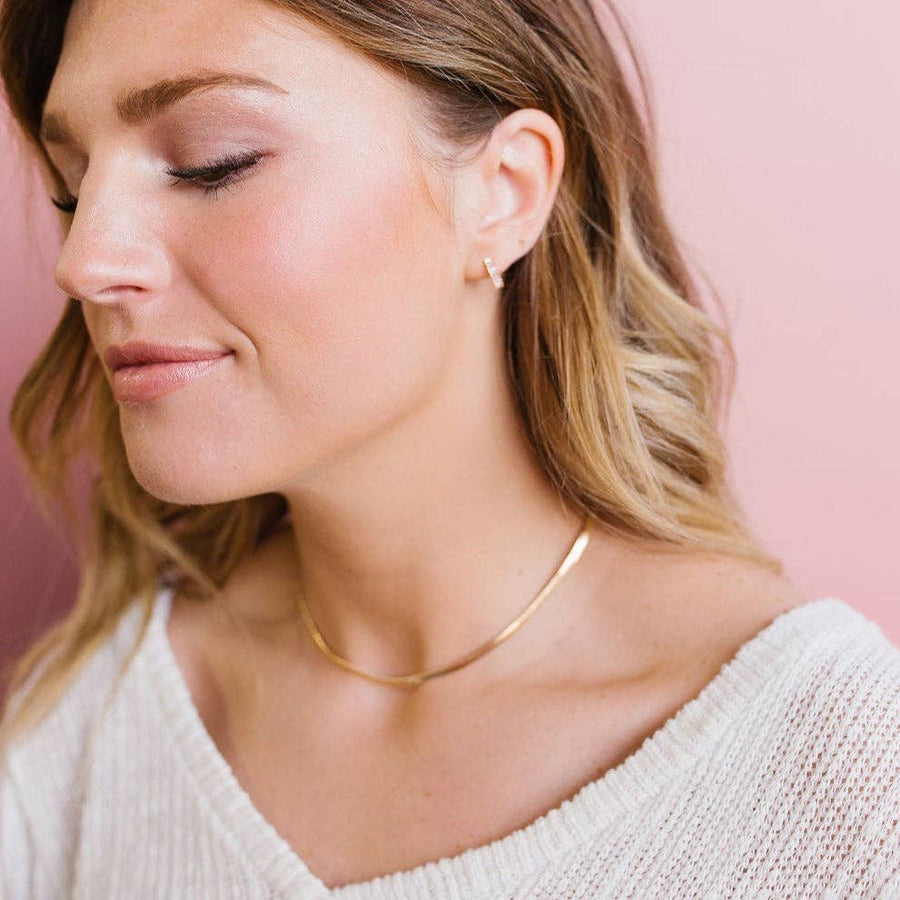 Jade Gold Filled Herringbone Necklace