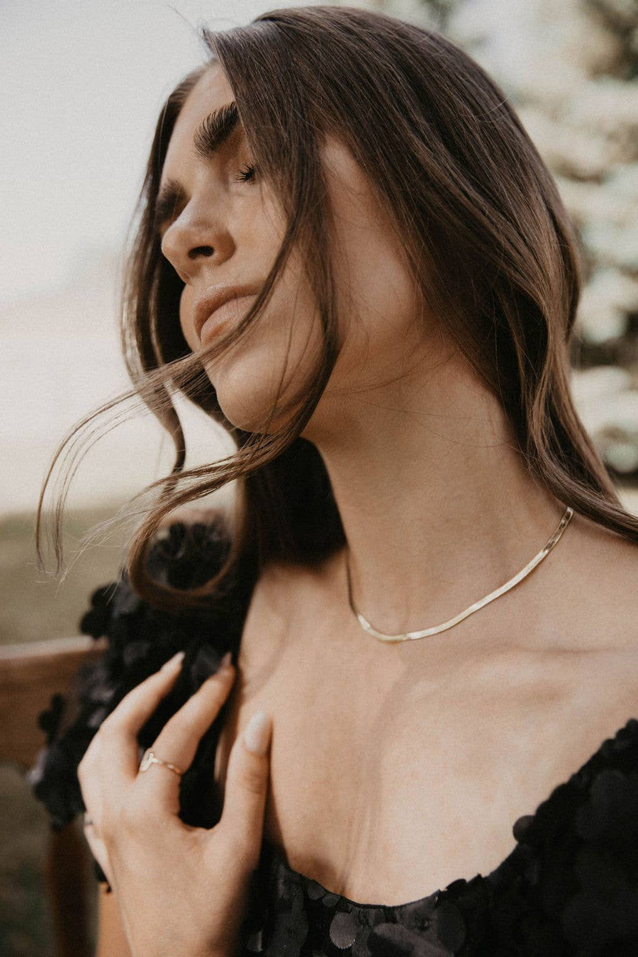 Jade Gold Filled Herringbone Necklace