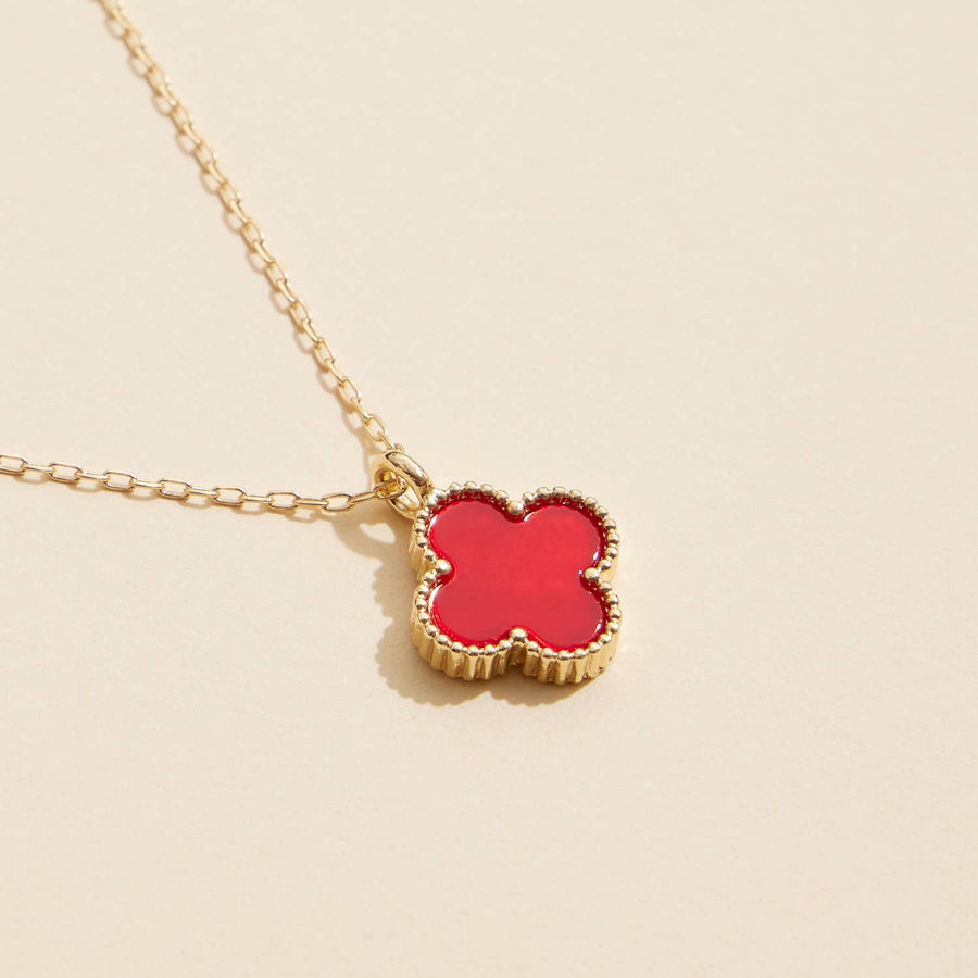 Red & Gold Clover Charm Necklace