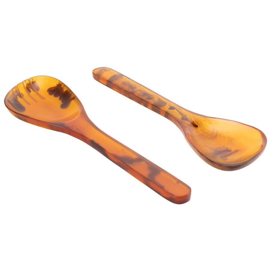 Lucente Tortoise Shell Resin Salad Server Set