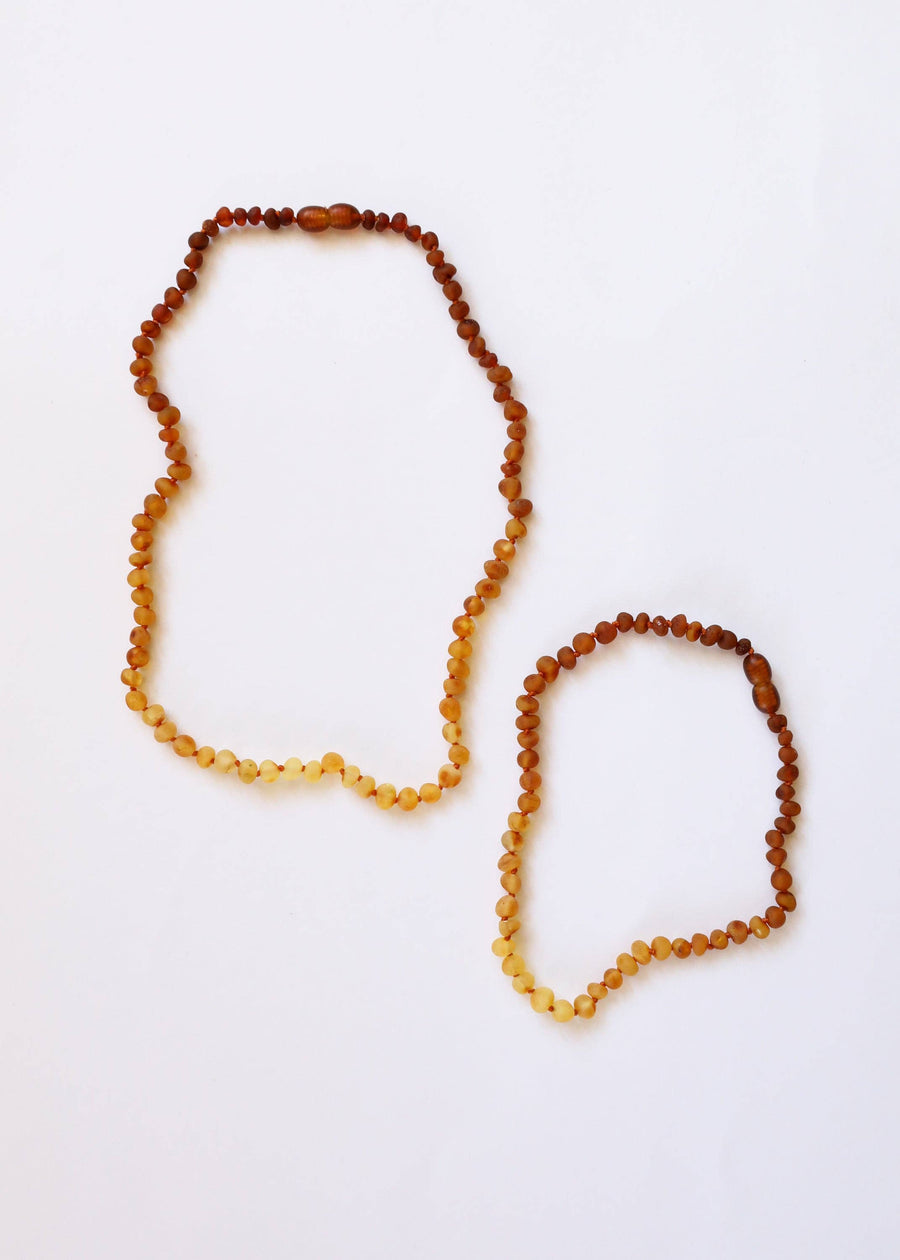 Raw Baltic Amber & Sunflower Necklace Baby
