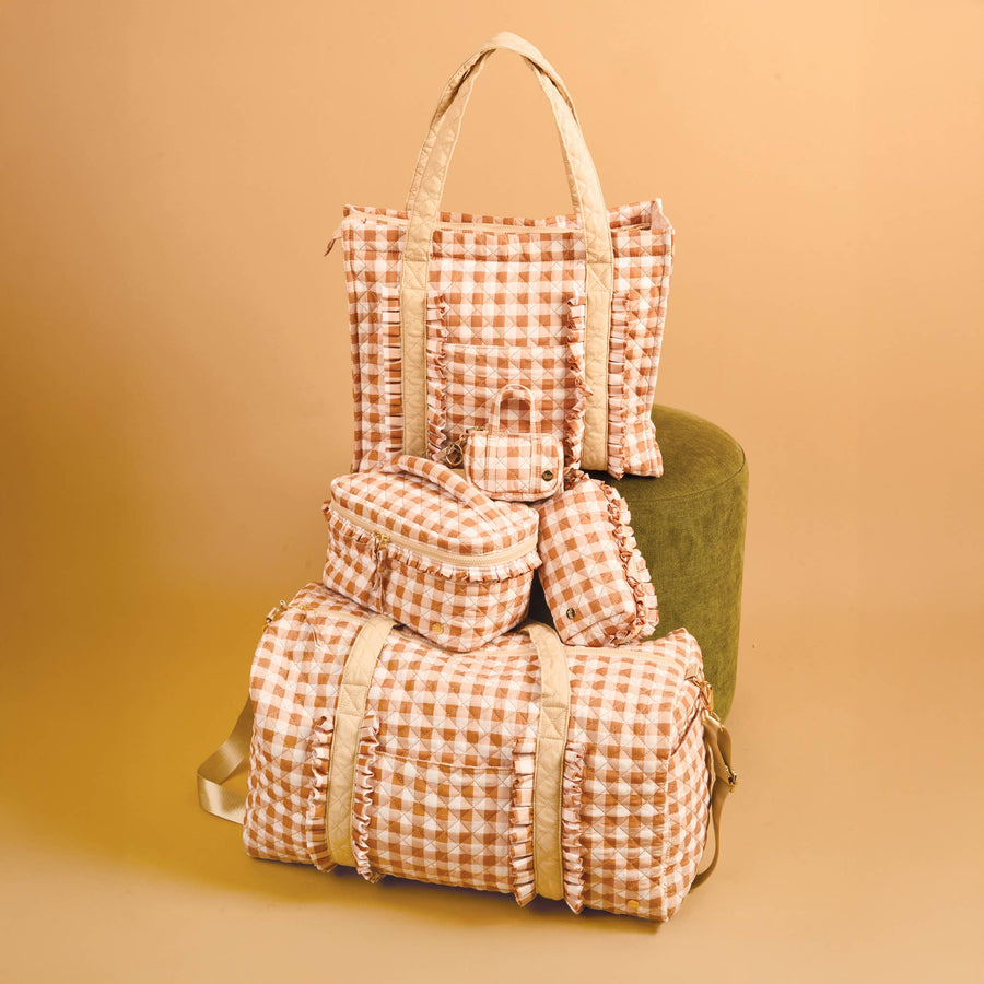 Quilted Gingham Cosmetic Bag