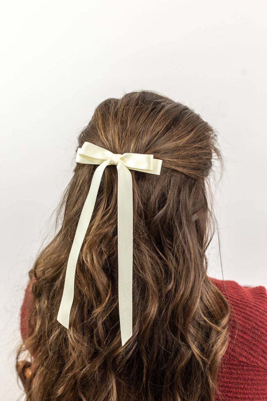 Long Matte Satin Hair Bow Barrette | Micro Alice Bow
