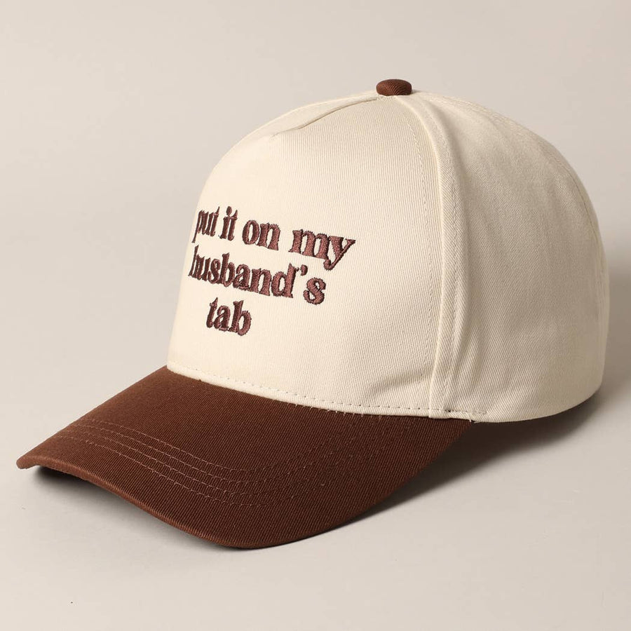 “Put It On My Husband's Tab” Embroidery Canvas Baseball Cap