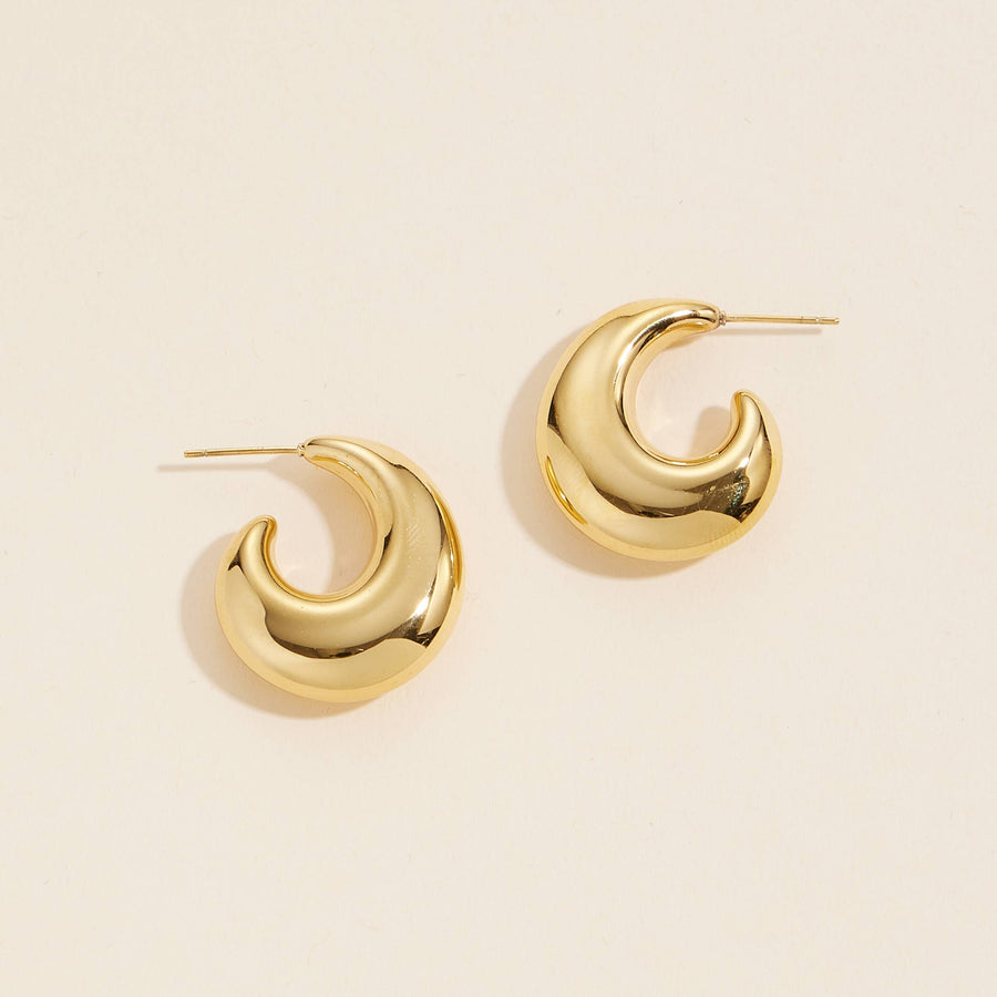 Gold Dip Stainless Steel Open Hoop Earrings
