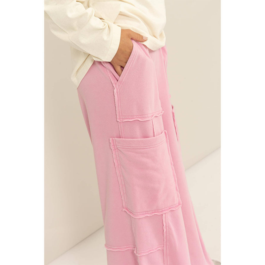 “Jenny” Pink Oversized Utility Sweatpants