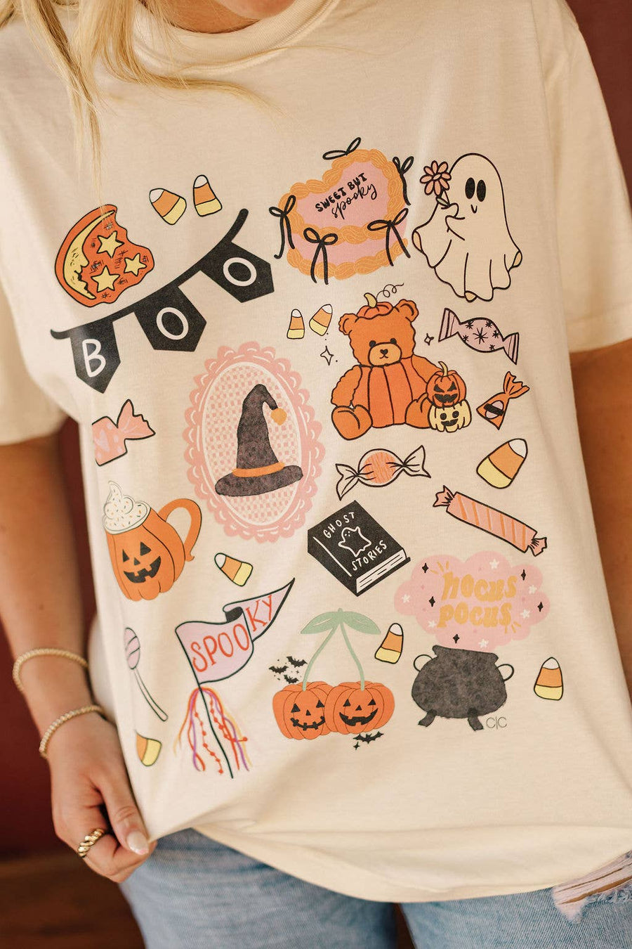 “Boo” Halloween Collage Graphic Tee