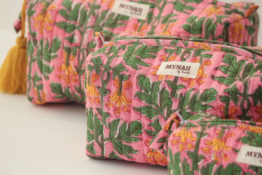 Bubblegum forest print travel/make up/organizer/bag