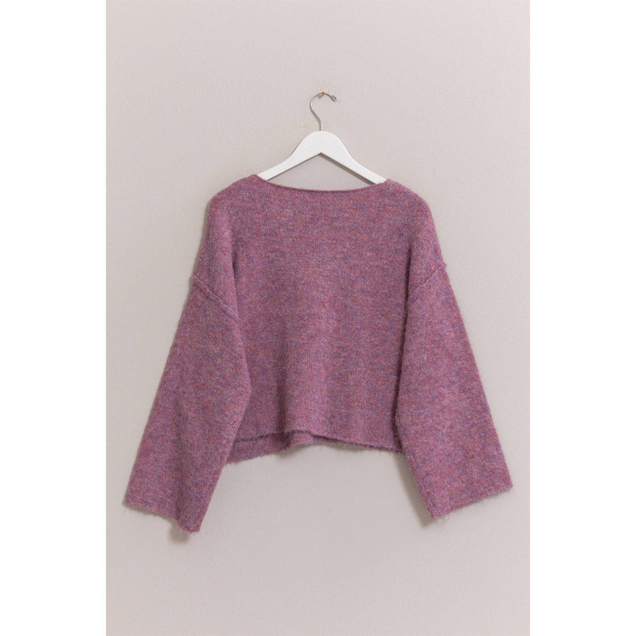 “Camille” Purple Pink Knit Boat Neck Sweater