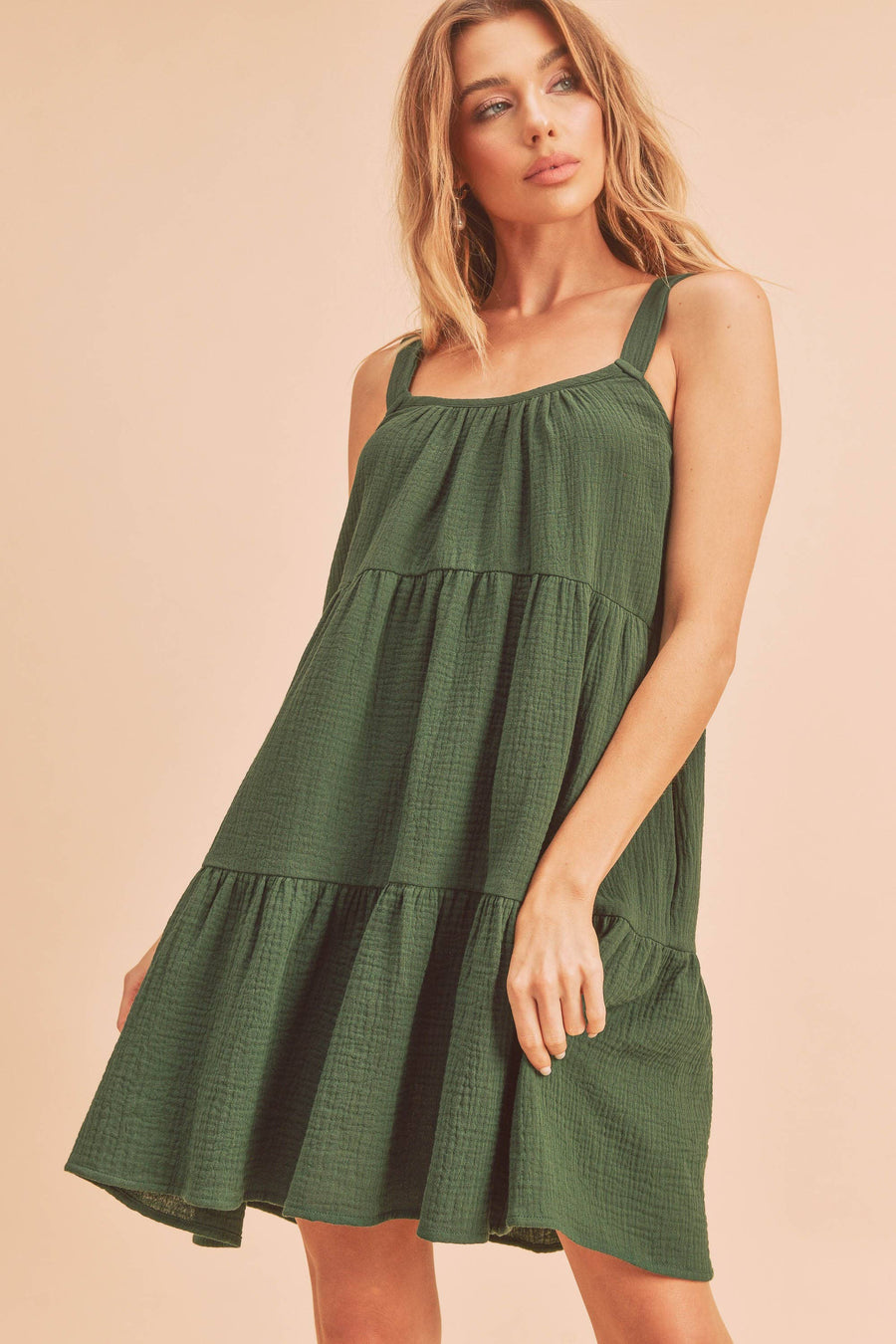 “Frances” Evergreen Block Mini Dress